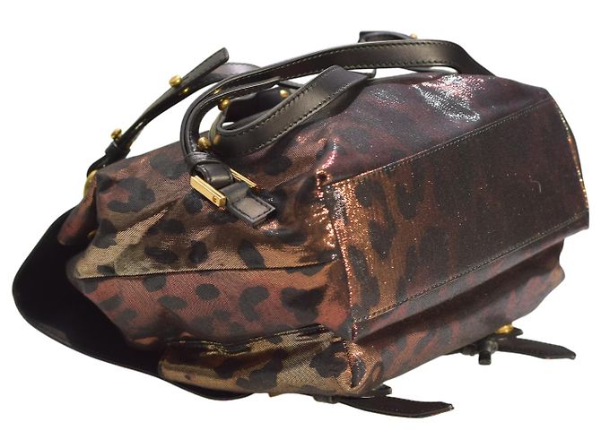 Zaino in pelle metallica con stampa leopardata Virtus di Gianni Versace con logo V barocco dorato Multicolore - vista 10