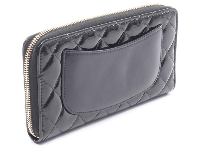 Cartera larga de cuero patentado negro Chanel - vista 2
