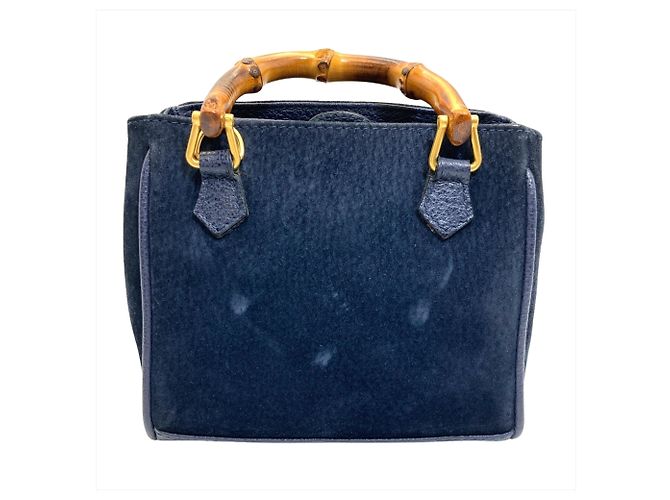 Borsa a Spalla Mini Bamboo di Gucci Blu navy - vista 3