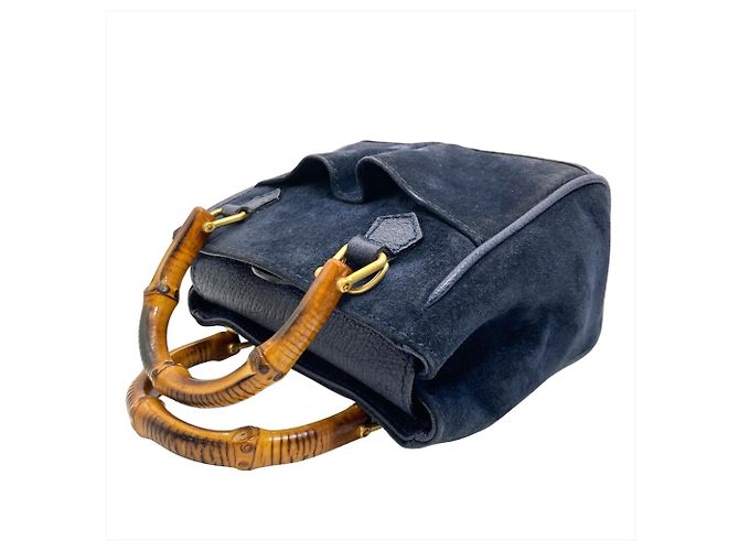 Borsa a Spalla Mini Bamboo di Gucci Blu navy - vista 4