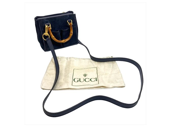 Borsa a Spalla Mini Bamboo di Gucci Blu navy - vista 9
