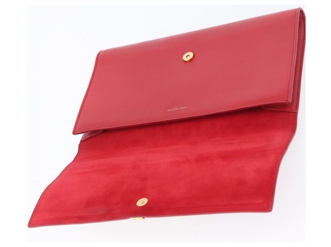 Borsa Clutch Y Line in pelle rossa e oro SAINT LAURENT 311213 Auth 170930 Rosso D'oro - vista 13