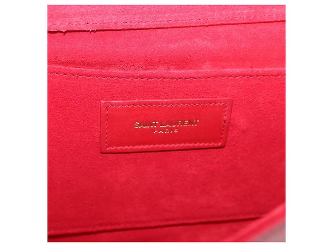 Borsa Clutch Y Line in pelle rossa e oro SAINT LAURENT 311213 Auth 170930 Rosso D'oro - vista 15