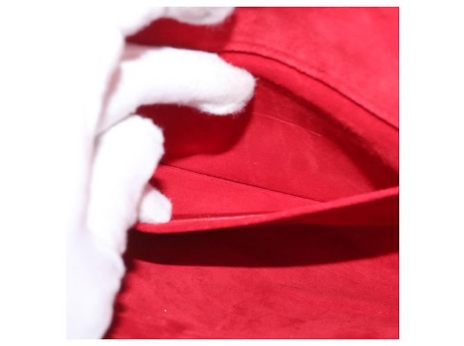 Borsa Clutch Y Line in pelle rossa e oro SAINT LAURENT 311213 Auth 170930 Rosso D'oro - vista 19