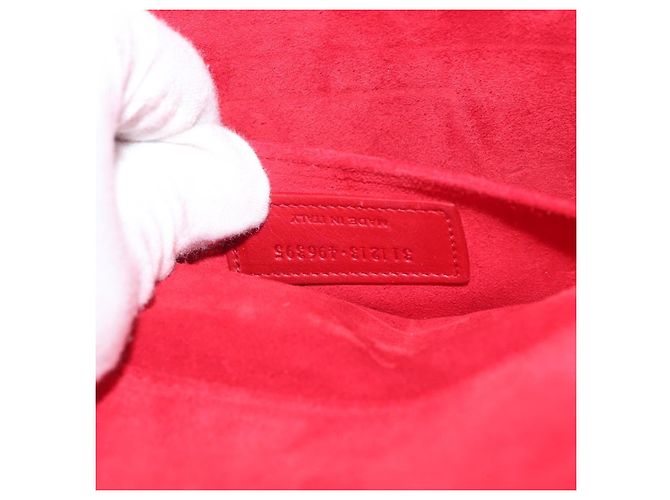 Borsa Clutch Y Line in pelle rossa e oro SAINT LAURENT 311213 Auth 170930 Rosso D'oro - vista 20
