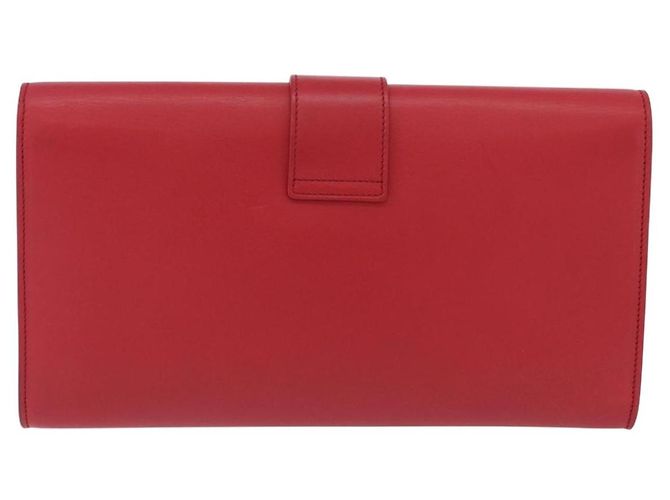 Borsa Clutch Y Line in pelle rossa e oro SAINT LAURENT 311213 Auth 170930 Rosso D'oro - vista 3