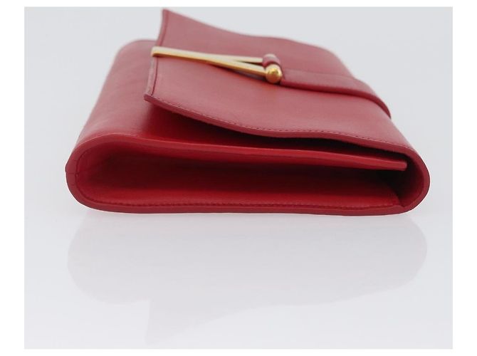 Borsa Clutch Y Line in pelle rossa e oro SAINT LAURENT 311213 Auth 170930 Rosso D'oro - vista 4