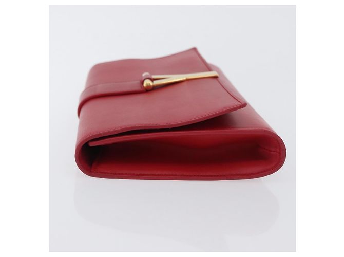 Borsa Clutch Y Line in pelle rossa e oro SAINT LAURENT 311213 Auth 170930 Rosso D'oro - vista 5