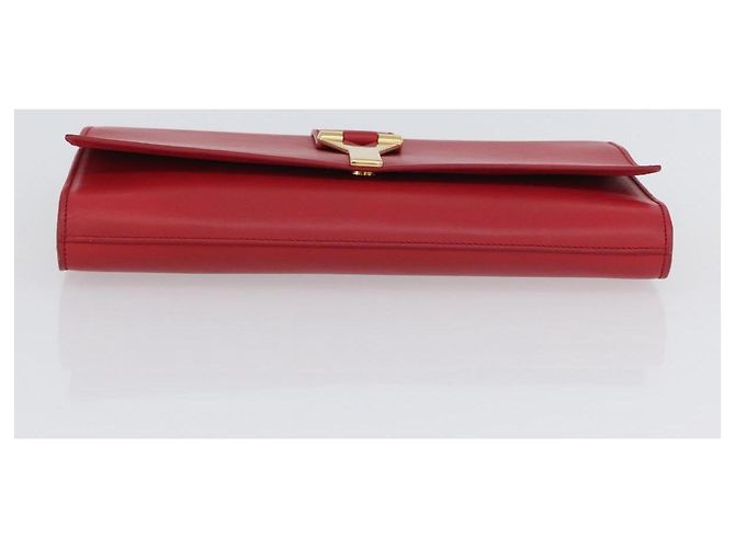 Borsa Clutch Y Line in pelle rossa e oro SAINT LAURENT 311213 Auth 170930 Rosso D'oro - vista 7