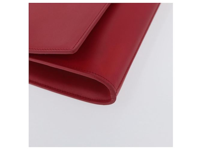 Borsa Clutch Y Line in pelle rossa e oro SAINT LAURENT 311213 Auth 170930 Rosso D'oro - vista 8