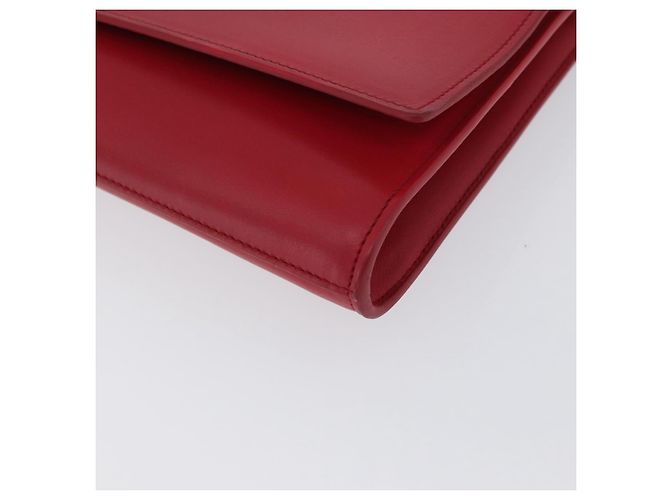 Borsa Clutch Y Line in pelle rossa e oro SAINT LAURENT 311213 Auth 170930 Rosso D'oro - vista 9