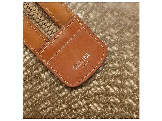 Céline Borsa a mano in tela Macadam CELINE PVC beige oro Auth ti3725 D'oro - vista 14
