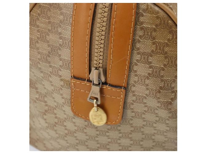 Céline Borsa a mano in tela Macadam CELINE PVC beige oro Auth ti3725 D'oro - vista 16