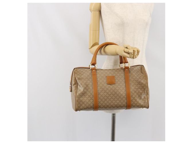Céline Borsa a mano in tela Macadam CELINE PVC beige oro Auth ti3725 D'oro - vista 23