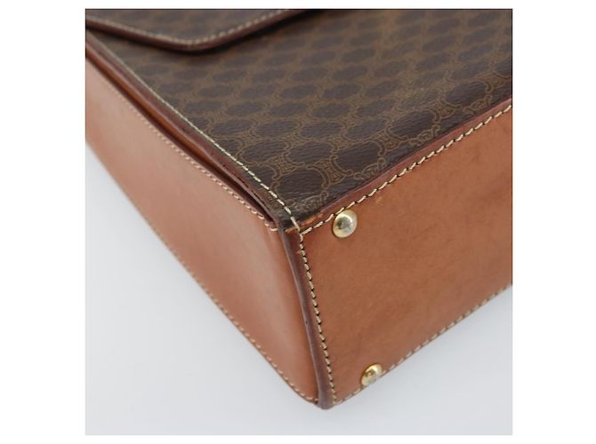Céline CELINE Macadam Canvas Handtasche aus PVC-Leder in Braun und Gold Auth 172055 Golden - Ansicht 11