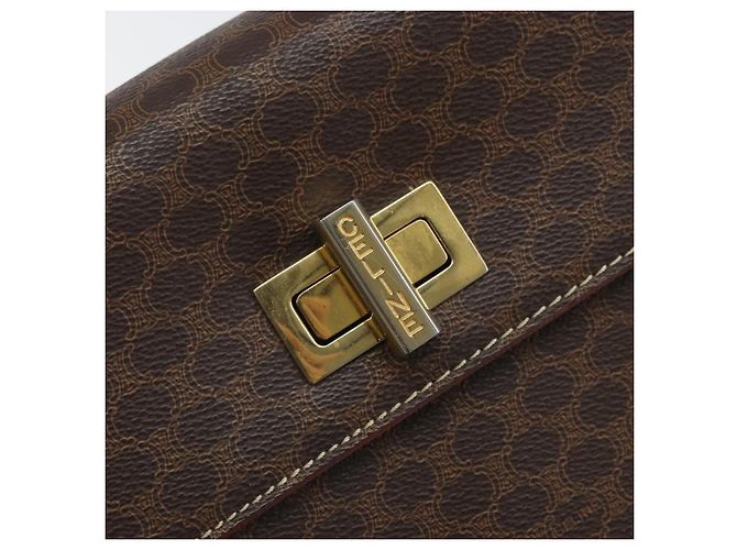Céline CELINE Macadam Canvas Handtasche aus PVC-Leder in Braun und Gold Auth 172055 Golden - Ansicht 14