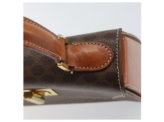 Céline CELINE Macadam Canvas Handtasche aus PVC-Leder in Braun und Gold Auth 172055 Golden - Ansicht 15