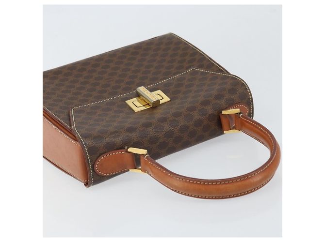 Céline CELINE Macadam Canvas Handtasche aus PVC-Leder in Braun und Gold Auth 172055 Golden - Ansicht 6