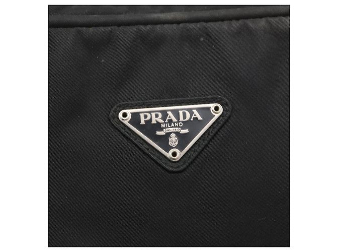 PRADA Borsa a mano in nylon nero argento Auth BA10663 - vista 15