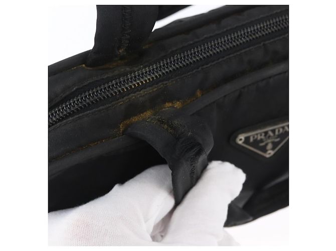 PRADA Borsa a mano in nylon nero argento Auth BA10663 - vista 16