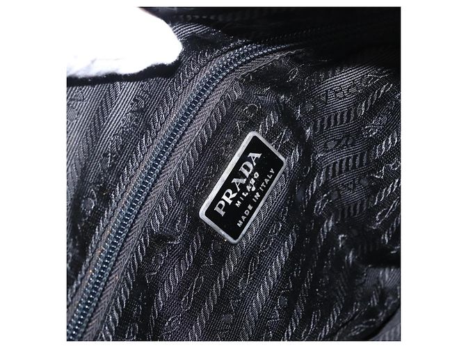 PRADA Borsa a mano in nylon nero argento Auth BA10663 - vista 17