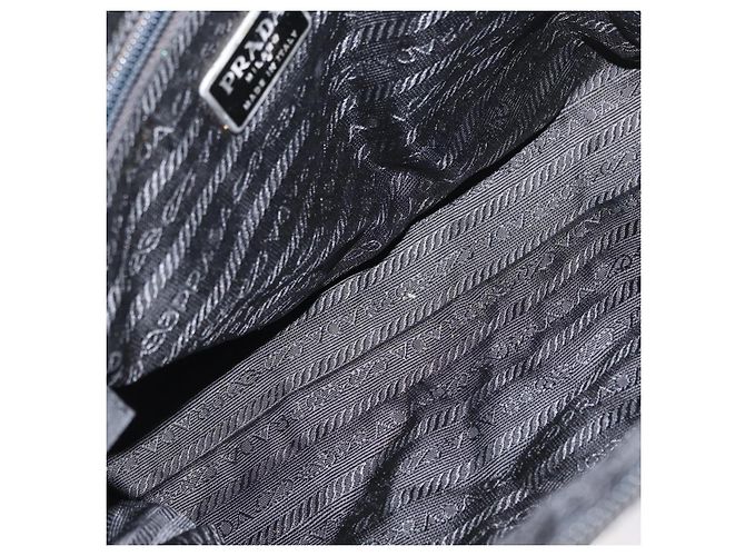 PRADA Borsa a mano in nylon nero argento Auth BA10663 - vista 18