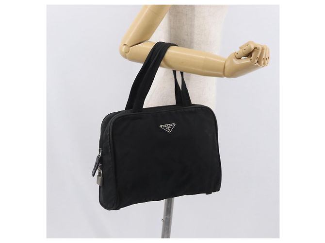 PRADA Borsa a mano in nylon nero argento Auth BA10663 - vista 26