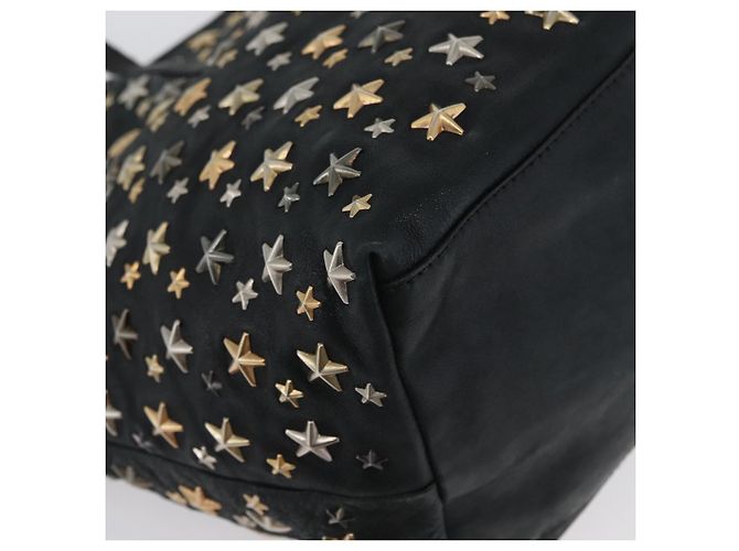 Borsa Tote in Pelle Nera e Oro Autentica BA10659 Jimmy Choo Nero D'oro - vista 10