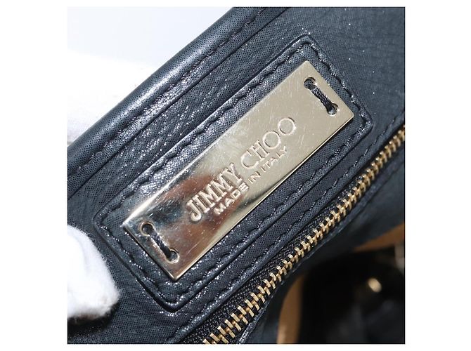 Borsa Tote in Pelle Nera e Oro Autentica BA10659 Jimmy Choo Nero D'oro - vista 14