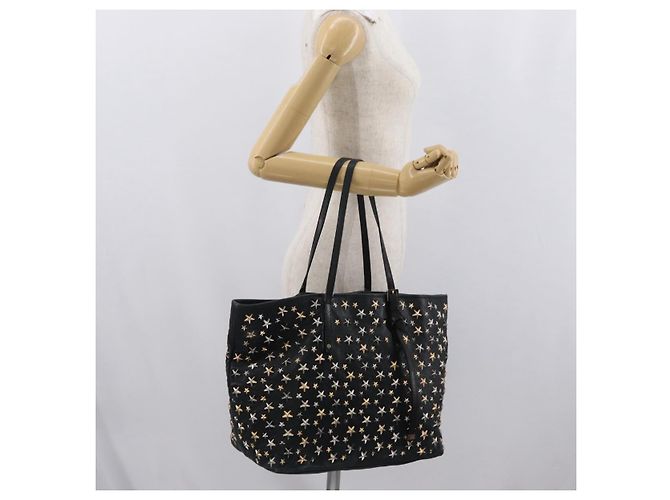 Borsa Tote in Pelle Nera e Oro Autentica BA10659 Jimmy Choo Nero D'oro - vista 22