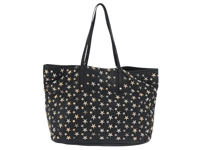 Borsa Tote in Pelle Nera e Oro Autentica BA10659 Jimmy Choo Nero D'oro - vista 3