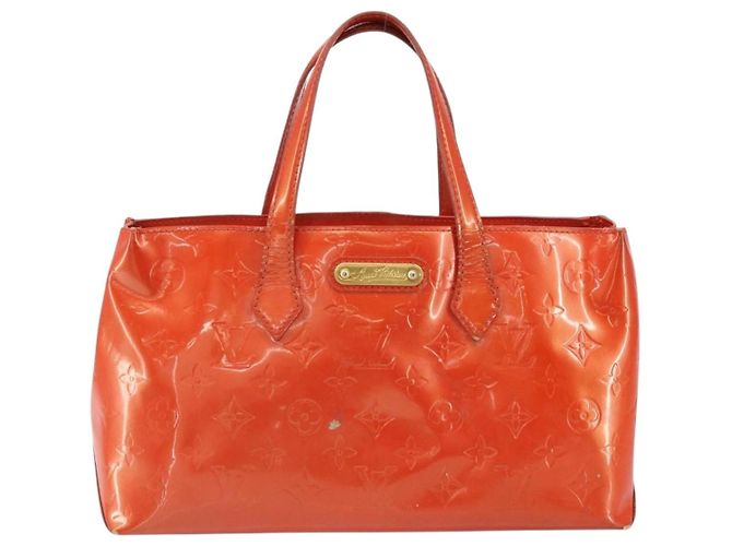 LOUIS VUITTON Borsa Wilshire PM Monogram Vernis Arancione Tramonto M93644 Auth BA10354 - vista 2