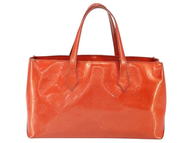 LOUIS VUITTON Borsa Wilshire PM Monogram Vernis Arancione Tramonto M93644 Auth BA10354 - vista 3