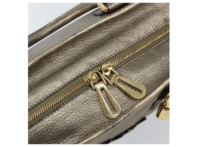 LOEWE Amazonas Borsa a Mano in Pelle Oro Auth bs33234 - vista 10