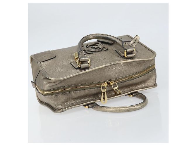LOEWE Amazonas Borsa a Mano in Pelle Oro Auth bs33234 - vista 6
