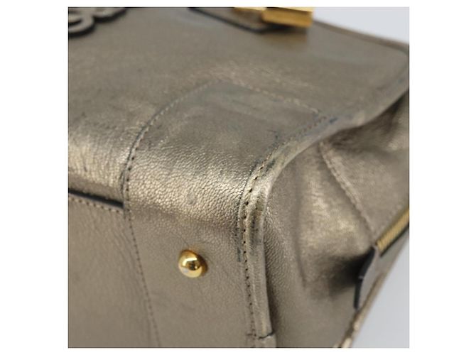 LOEWE Amazonas Borsa a Mano in Pelle Oro Auth bs33234 - vista 9
