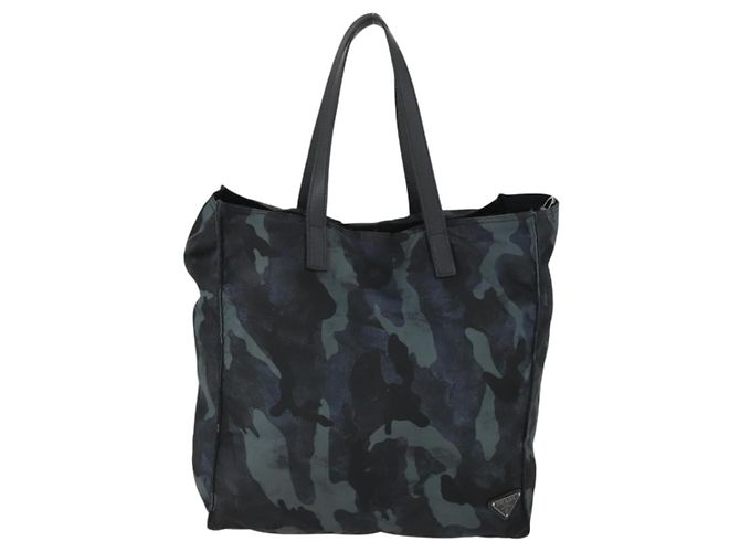 PRADA Borsa Tote Camouflage in Nylon Argento Auth 168538 - vista 2