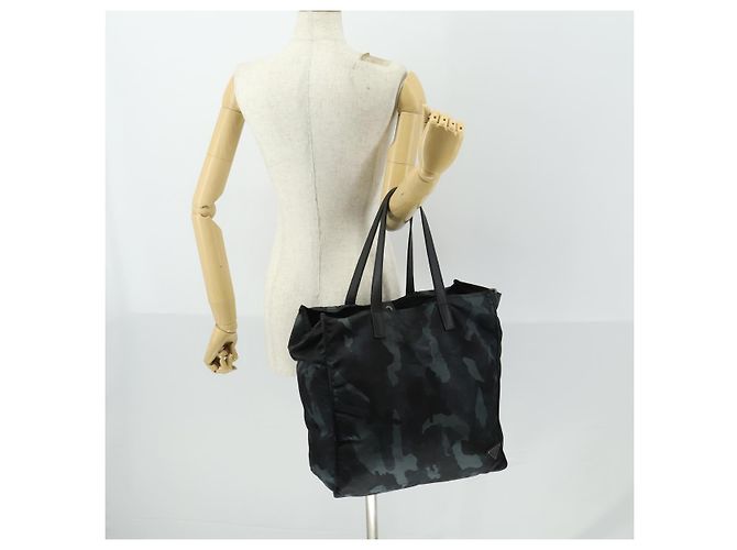 PRADA Borsa Tote Camouflage in Nylon Argento Auth 168538 - vista 23