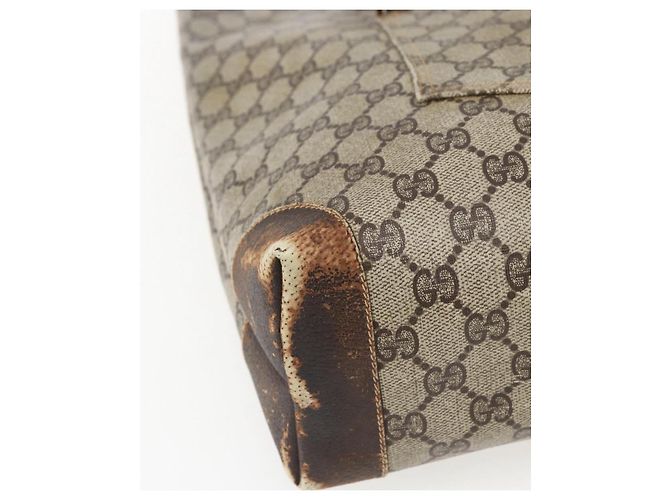 Borsa tote in PVC beige e rosso della linea Sherry GG Supreme di GUCCI Auth ti3662 - vista 11