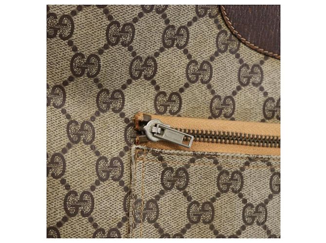Borsa tote in PVC beige e rosso della linea Sherry GG Supreme di GUCCI Auth ti3662 - vista 14