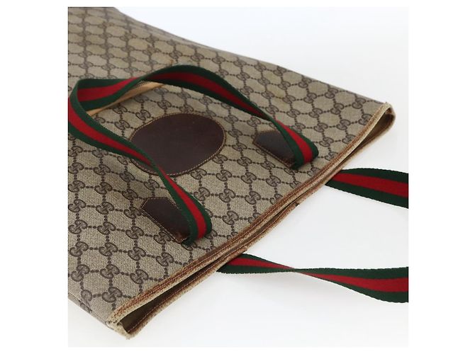 Borsa tote in PVC beige e rosso della linea Sherry GG Supreme di GUCCI Auth ti3662 - vista 6