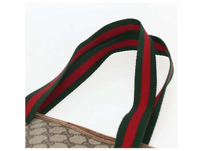 Borsa tote in PVC beige e rosso della linea Sherry GG Supreme di GUCCI Auth ti3662 - vista 8
