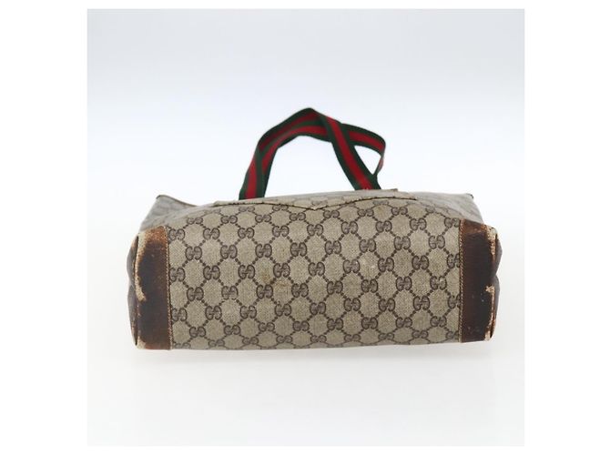 Borsa tote in PVC beige e rosso della linea Sherry GG Supreme di GUCCI Auth ti3662 - vista 9
