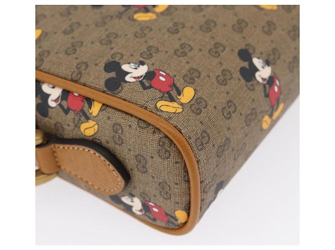 Borsa a Spalla Gucci Micro GG Supreme Disney PVC Beige Oro 602536 Auth 171854SAM D'oro - vista 11