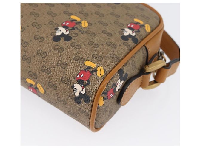 Borsa a Spalla Gucci Micro GG Supreme Disney PVC Beige Oro 602536 Auth 171854SAM D'oro - vista 14
