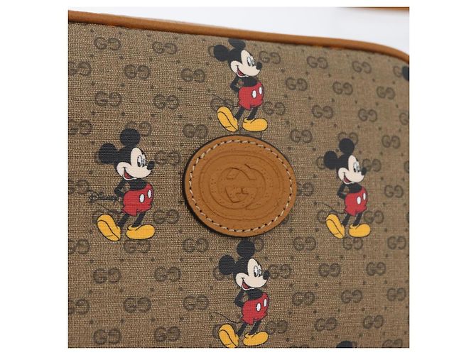 Borsa a Spalla Gucci Micro GG Supreme Disney PVC Beige Oro 602536 Auth 171854SAM D'oro - vista 16