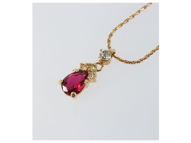 Collana in pietre colorate e strass Christian Dior metallo oro Auth am10778V D'oro - vista 3