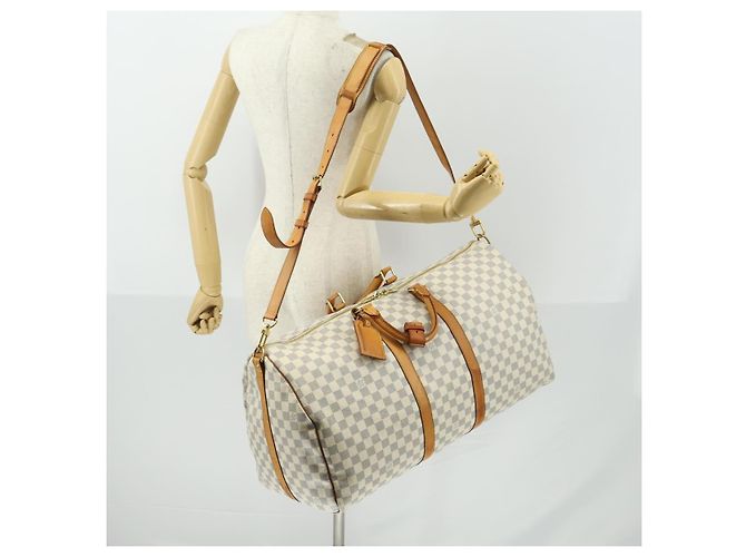 LOUIS VUITTON Borsa Boston Keepall Bandoulière 55 Damier Azur N41429 Auth 166321 - vista 24