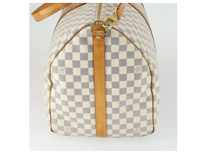 LOUIS VUITTON Borsa Boston Keepall Bandoulière 55 Damier Azur N41429 Auth 166321 - vista 3