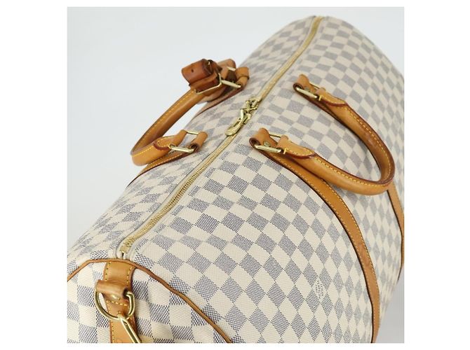 LOUIS VUITTON Borsa Boston Keepall Bandoulière 55 Damier Azur N41429 Auth 166321 - vista 6